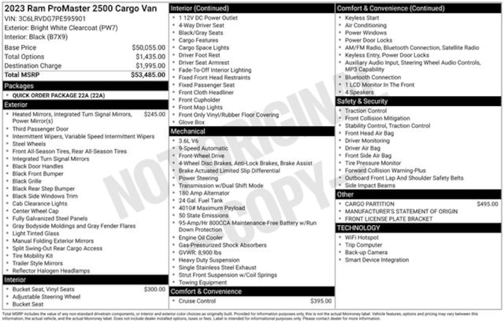 Used 2023 Ram ProMaster 2500 High Roof Van Cargo Van