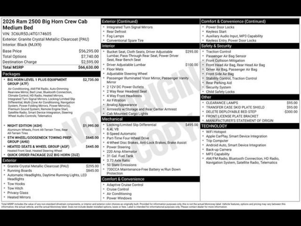 New 2026 Ram 2500 Big Horn Pickup