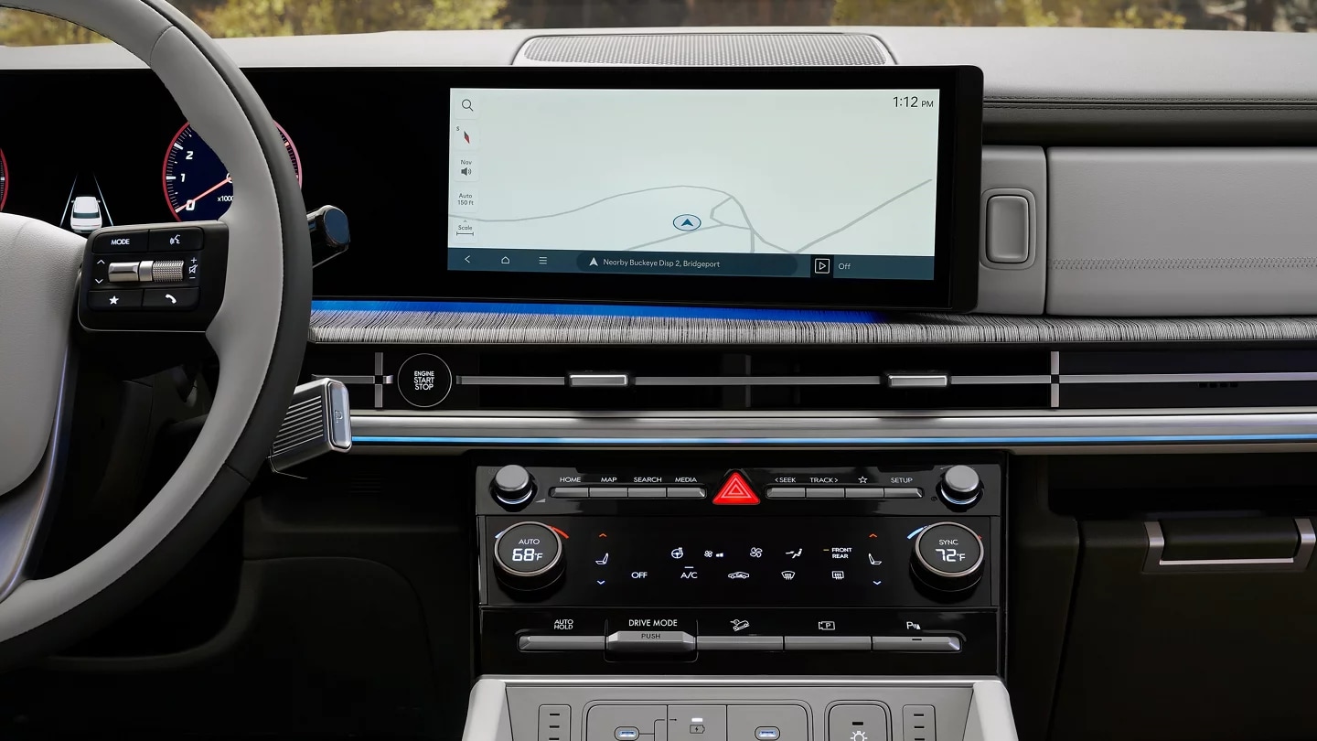 Dashboard displaying Hyundai Bluelink+ technology
