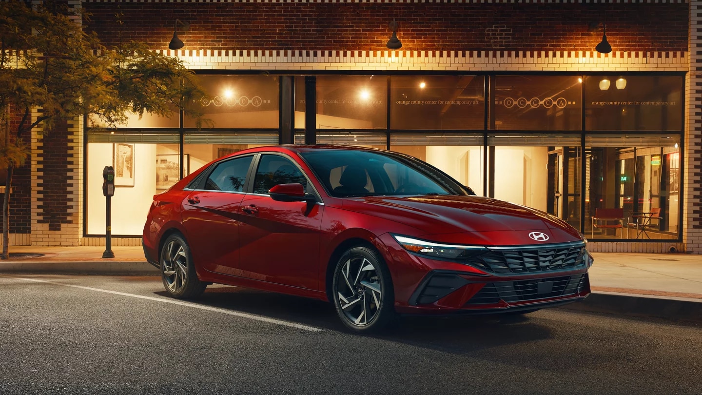 A parked new Hyundai sedan from 2025