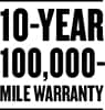 10 Year 100,000 mile warranty