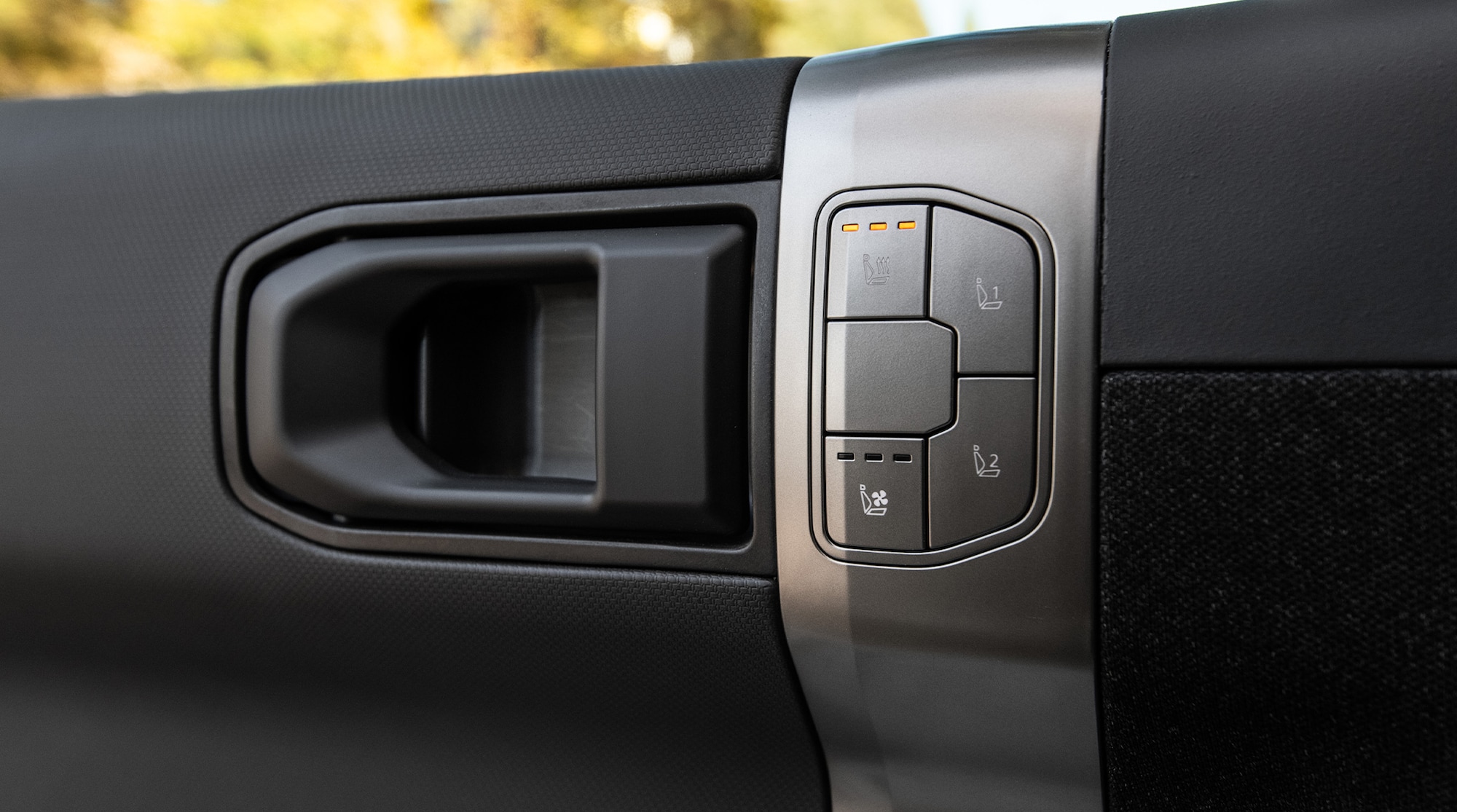 Heated and ventilated front seat and integrated memory driver's seat controls shown on the GT-Line.<sup>4</sup>