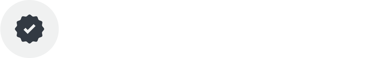  An icon depicting a white checkmark inside a dark grey, jagged-edged shape