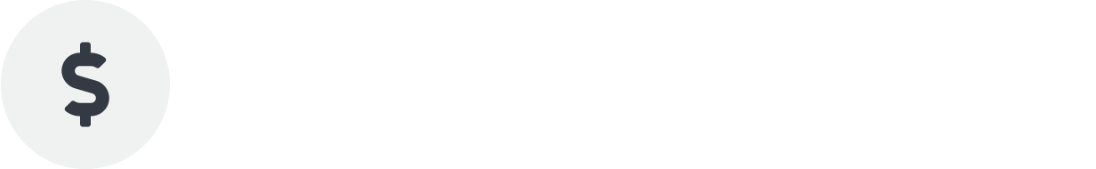  A dark gray dollar sign icon within a white circle.