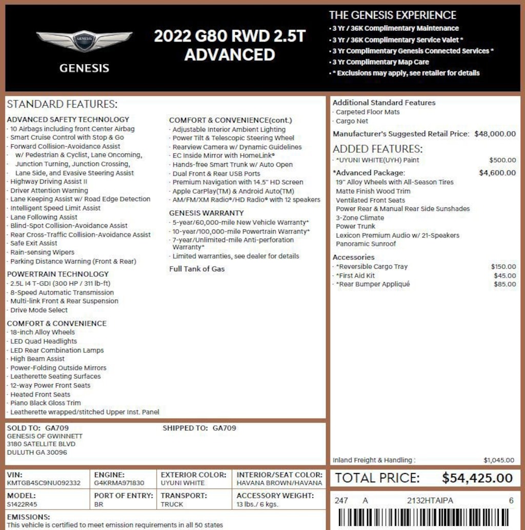 Used 2022 Genesis G80 2.5T Sedan