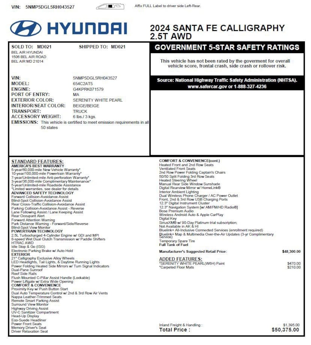 Used 2024 Hyundai Santa Fe Calligraphy SUV