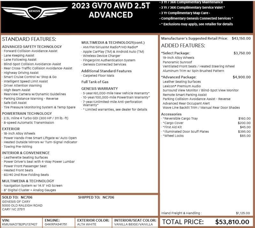 Used 2023 Genesis GV70 2.5T SUV