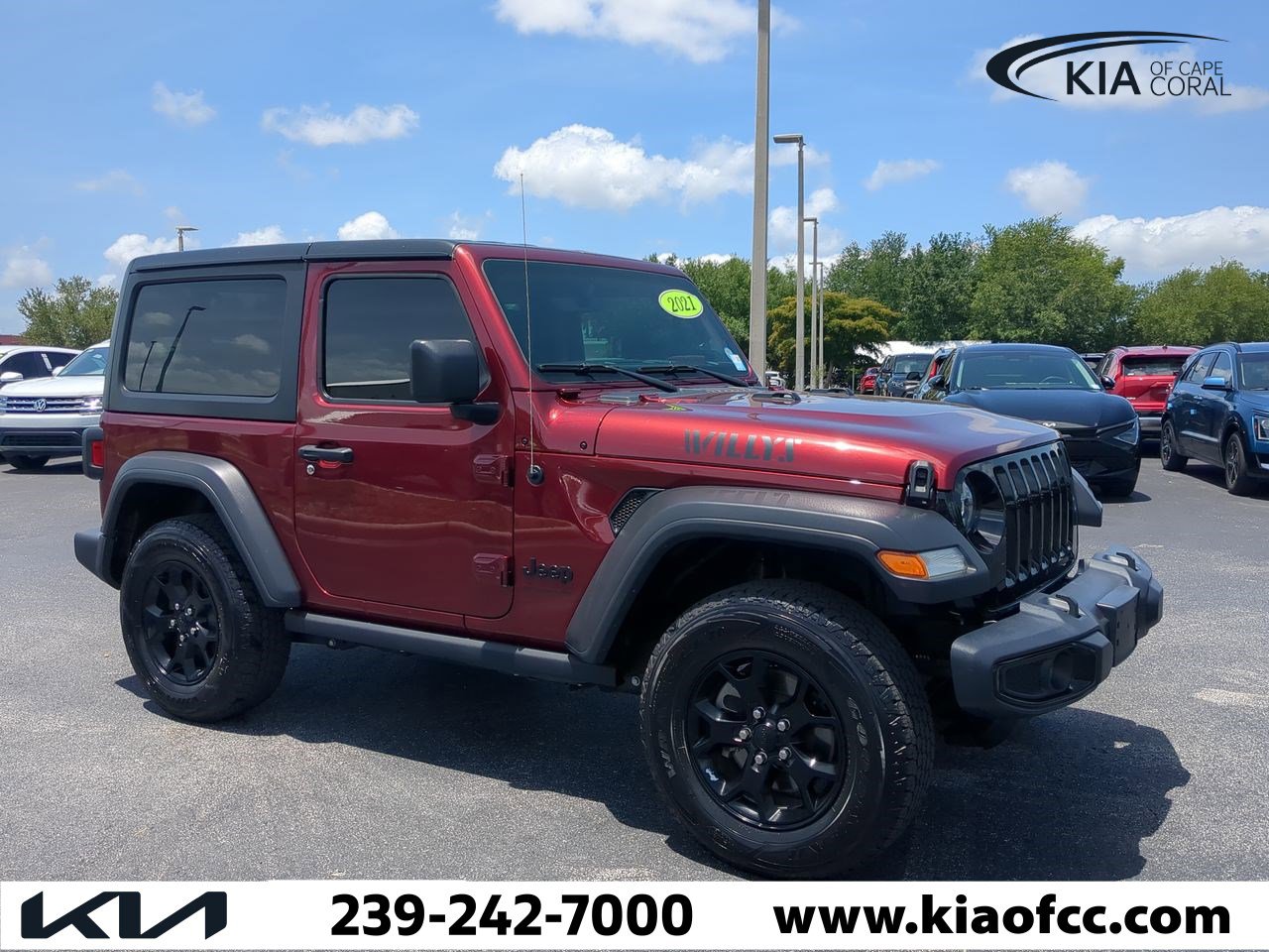 Used 2021 Jeep Wrangler Willys with VIN 1C4GJXAG8MW819857 for sale in Cape Coral, FL