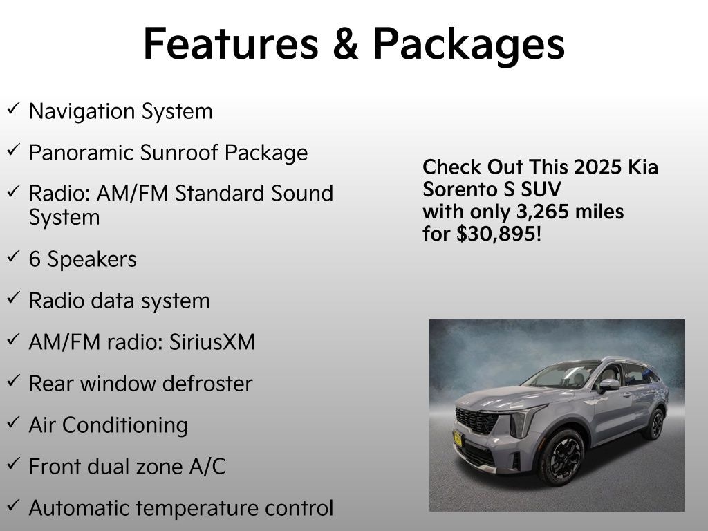 Certified 2025 Kia Sorento S SUV
