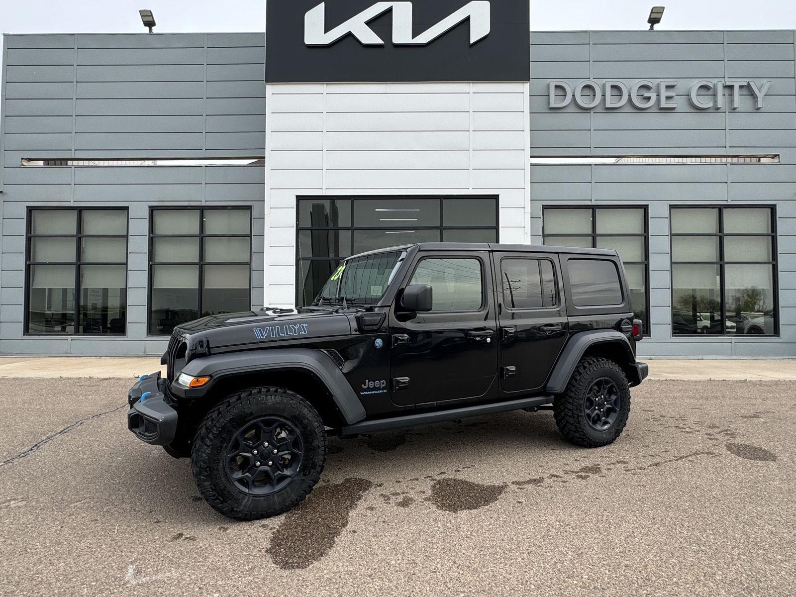 Used 2023 Jeep Wrangler 4xe Willys 4XE with VIN 1C4JJXN67PW661507 for sale in Dodge City, KS