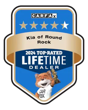 CARFAX 2024 Top-Rated LIFETIME Dealer awarded to Kia of Round Rock in Texas