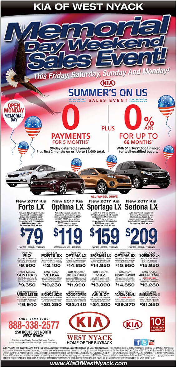 Memorial Day Car Sales 2017 >> Memorial Day 2017 Kia Of West Nyack Memorial Day Car Sales 2017 >> Memorial Day 2017 Kia Of West Nyack