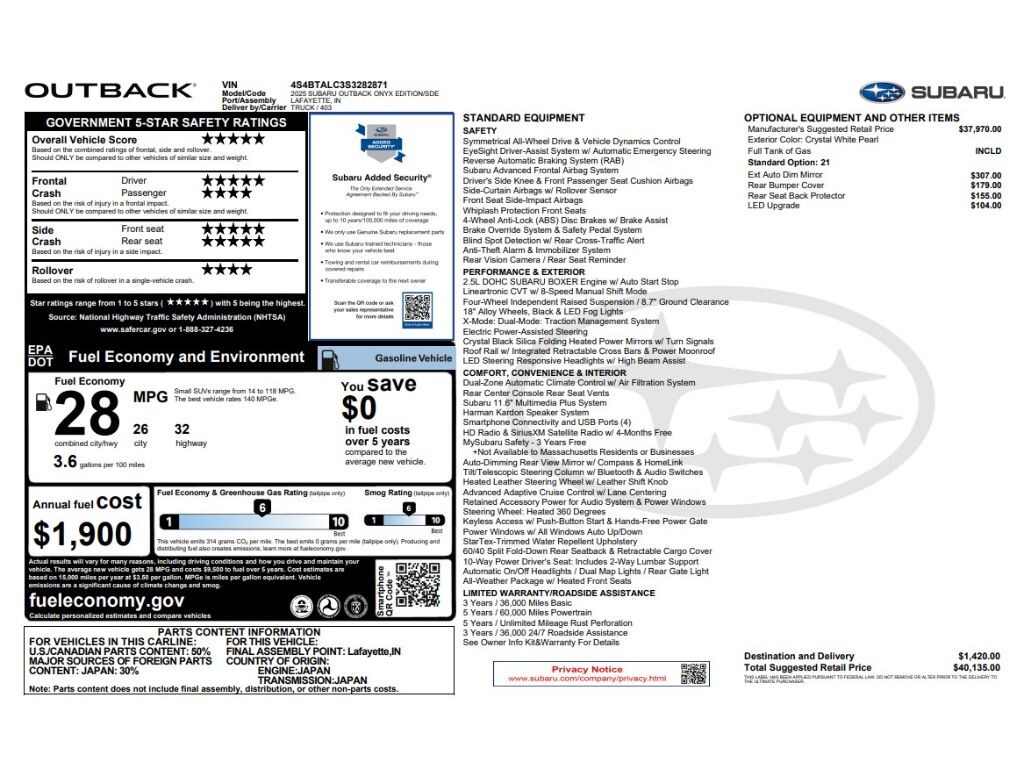 Used 2025 Subaru Outback Onyx Edition SUV