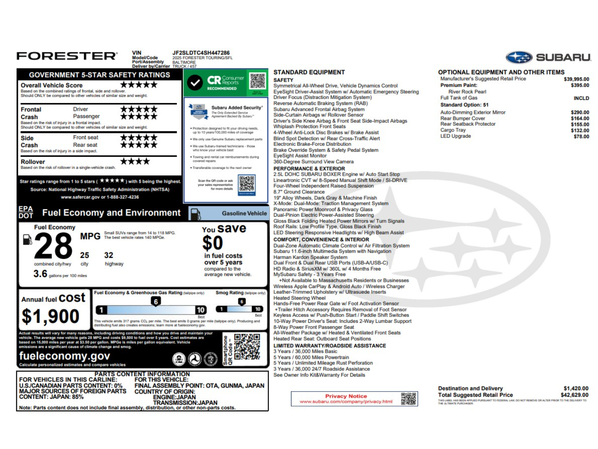 Used 2025 Subaru Forester Touring SUV