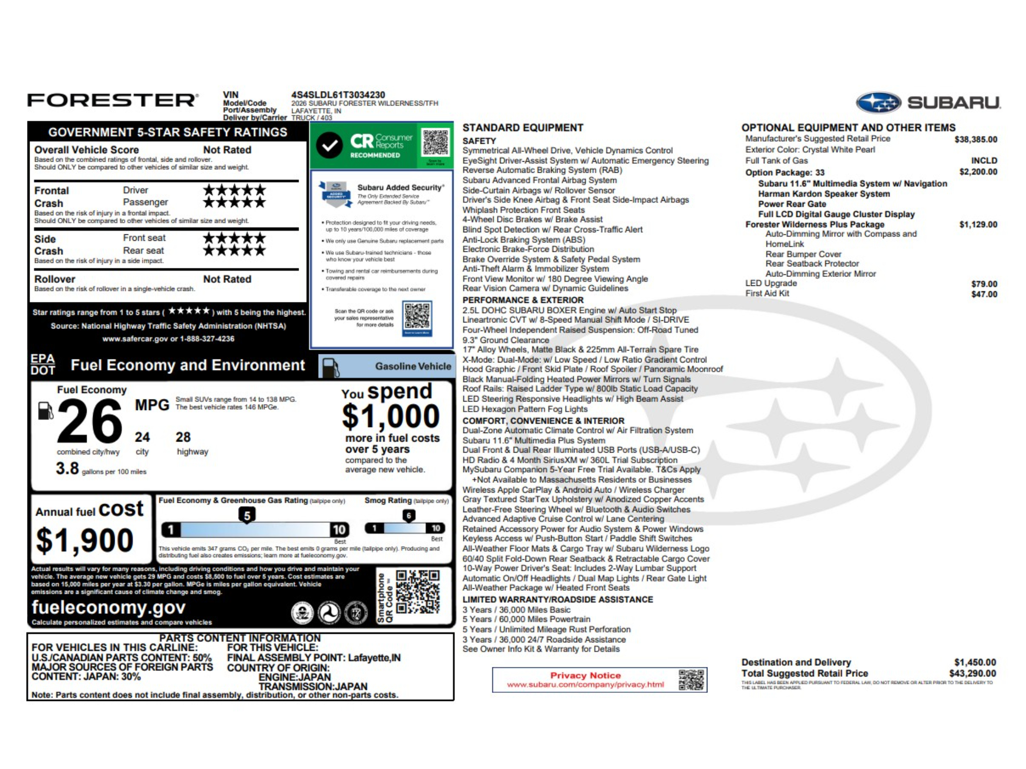 Used 2026 Subaru Forester Wilderness SUV