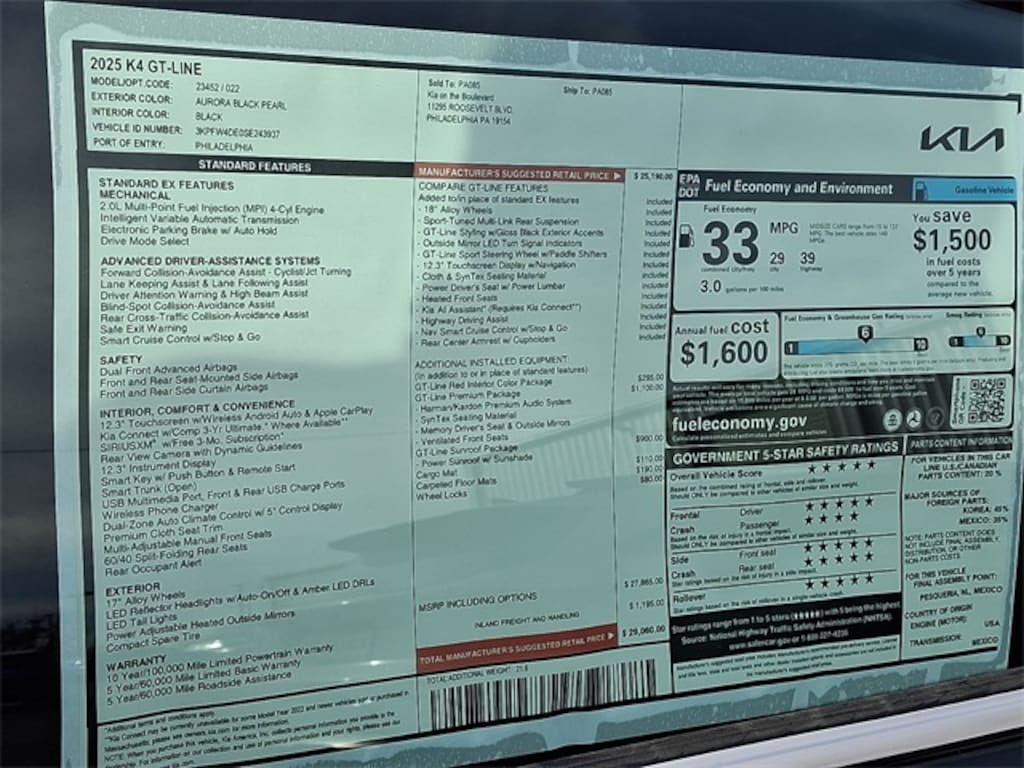 New 2025 Kia K4 GT-Line Sedan