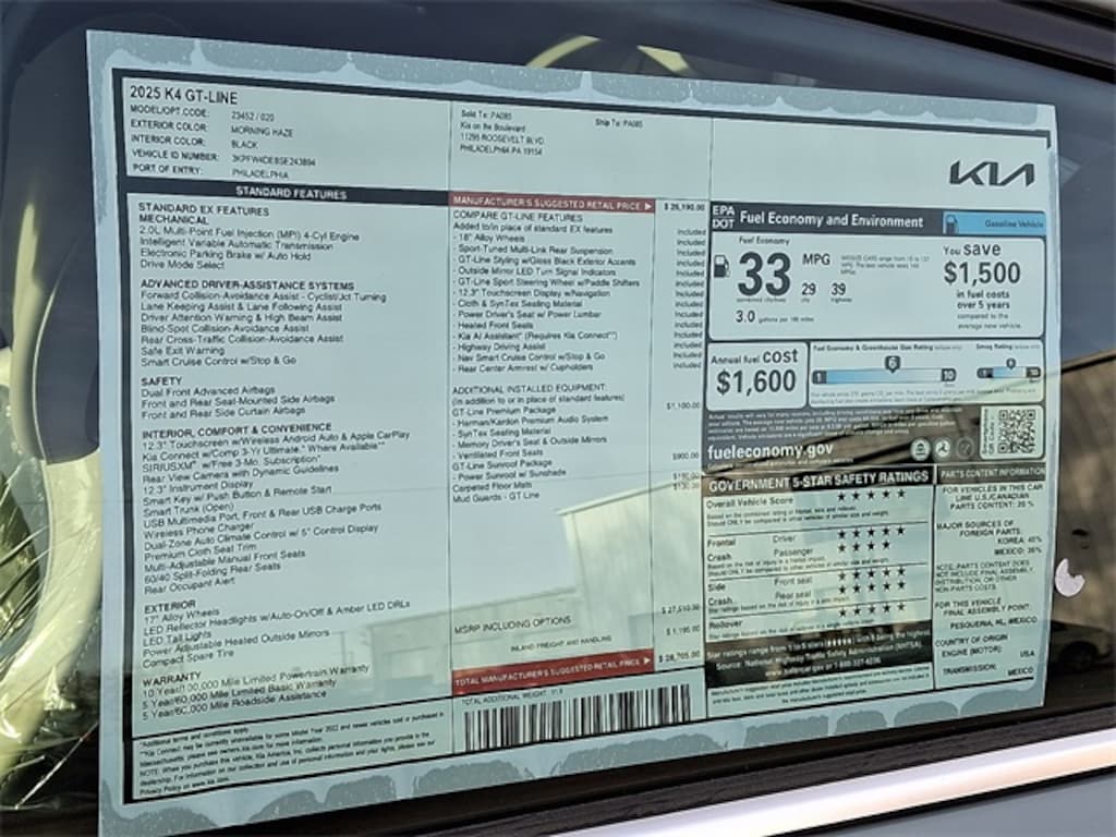 New 2025 Kia K4 GT-Line Sedan