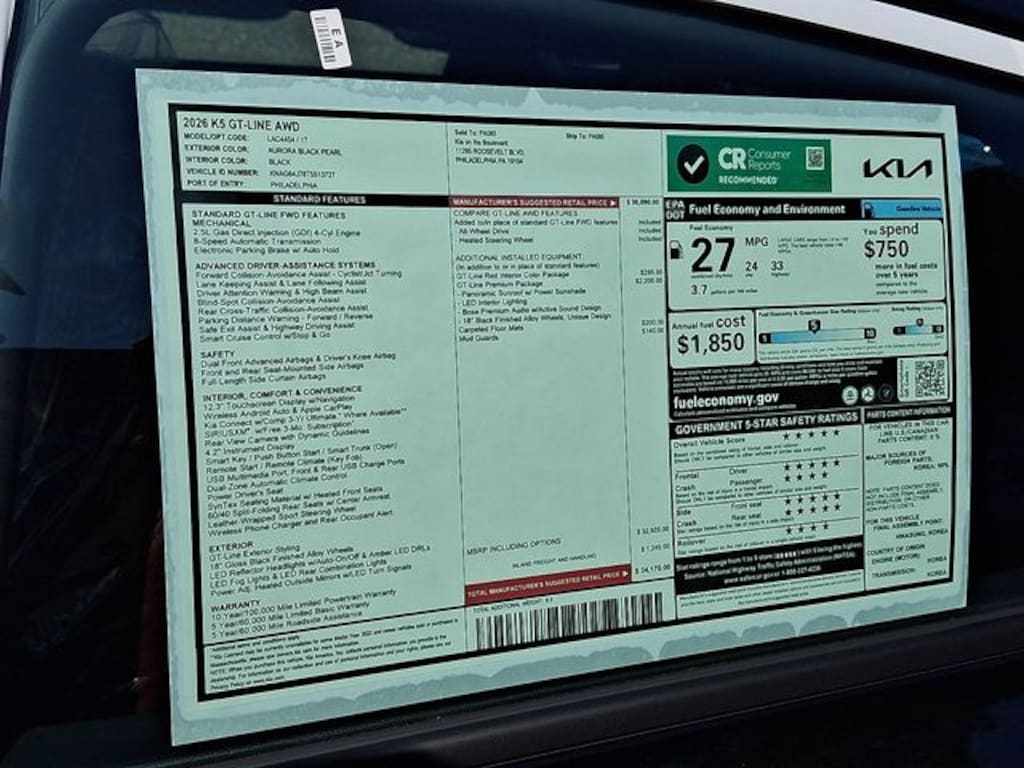 New 2026 Kia K5 GT-Line Sedan