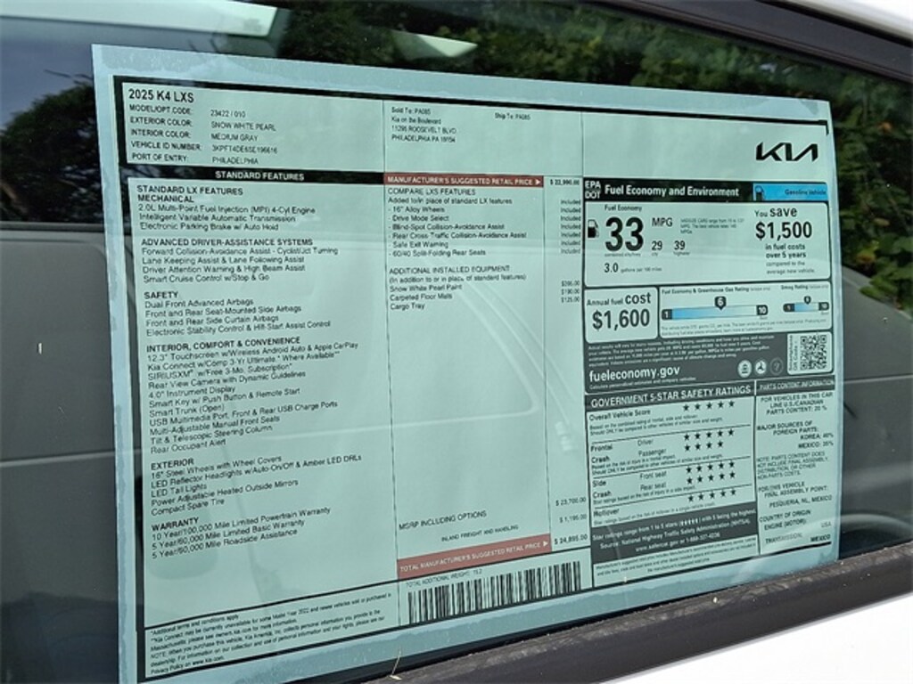 New 2025 Kia K4 LXS Sedan