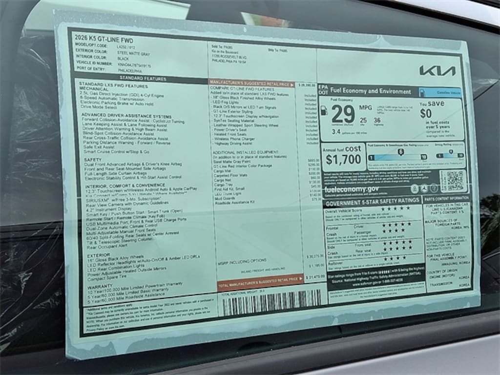 New 2026 Kia K5 GT-Line Sedan