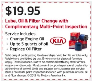 Kia coupons oil change