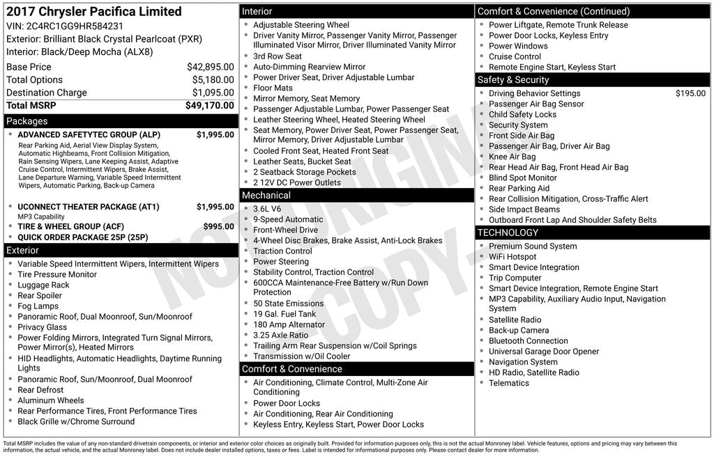Used 2017 Chrysler Pacifica Limited Van