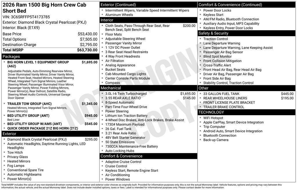 New 2026 Ram 1500 Big Horn/Lone Star Pickup