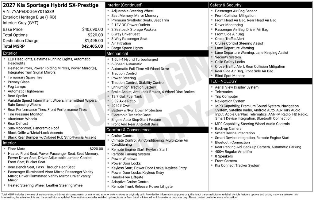 New 2027 Kia Sportage Hybrid SX-Prestige SUV