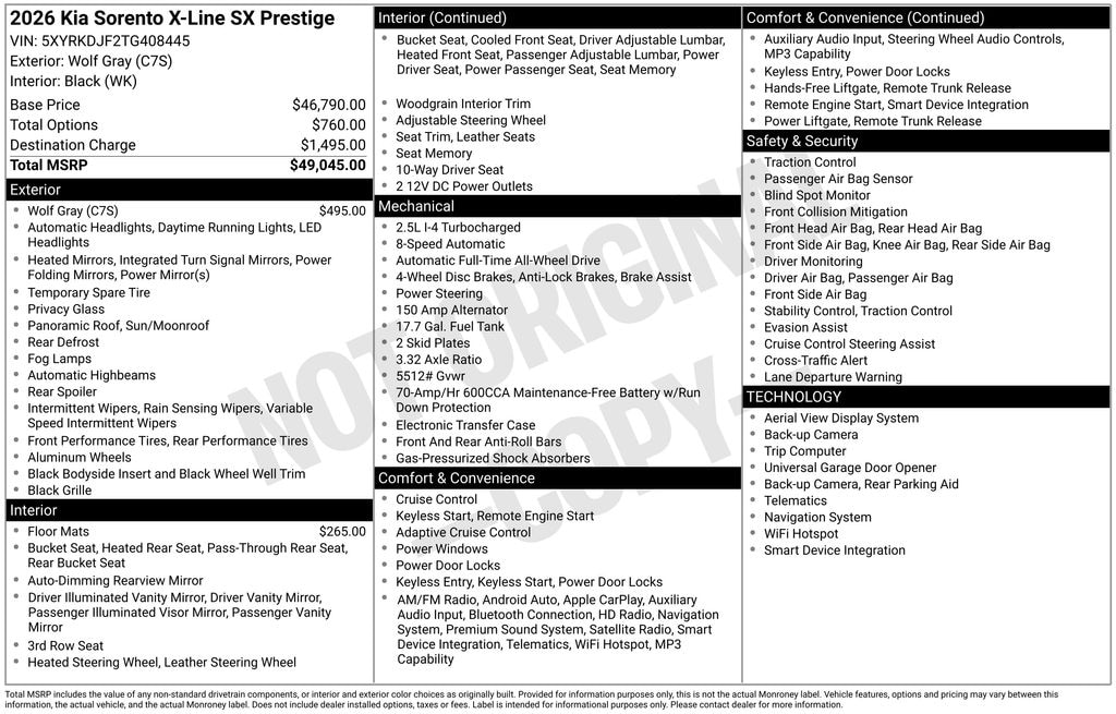 New 2026 Kia Sorento X-Line SX Prestige SUV
