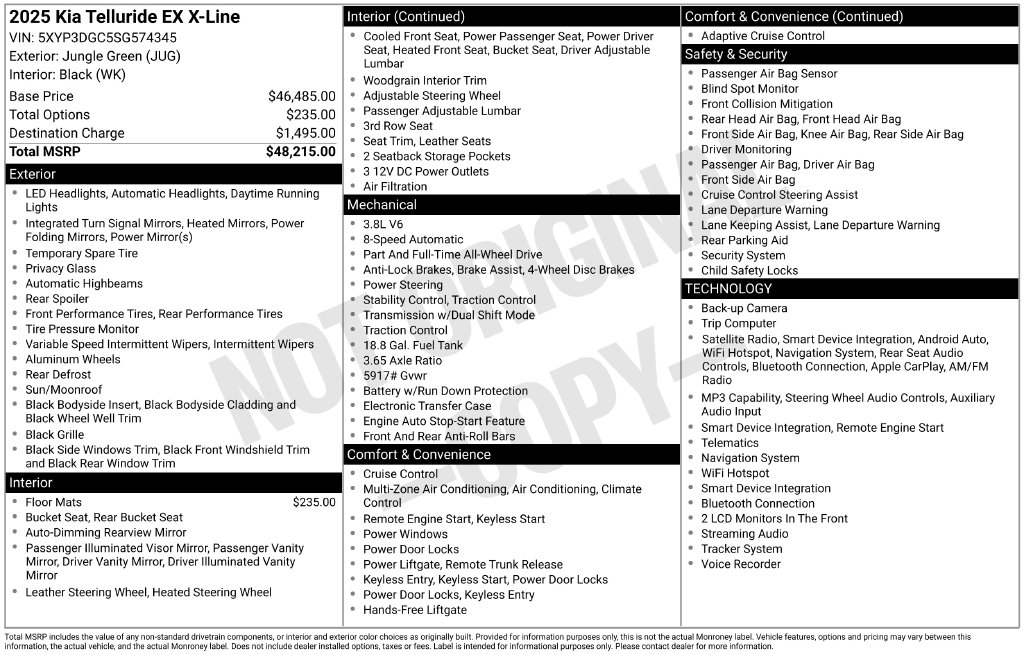 Certified 2025 Kia Telluride EX X-Line SUV