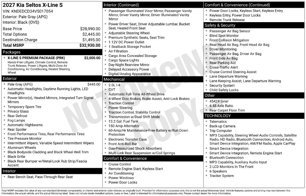 New 2027 Kia Seltos X-Line S SUV