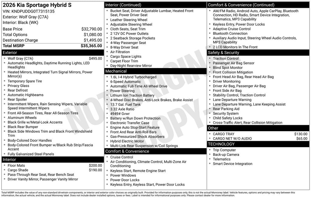 New 2026 Kia Sportage Hybrid S SUV