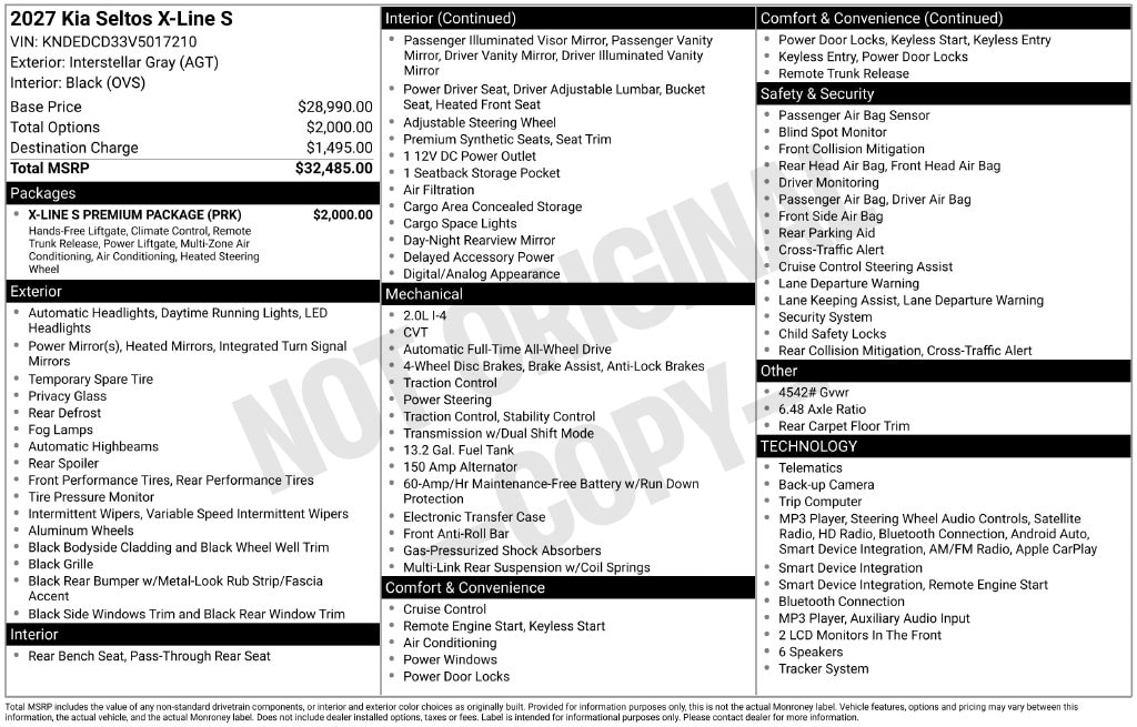 New 2027 Kia Seltos X-Line S SUV