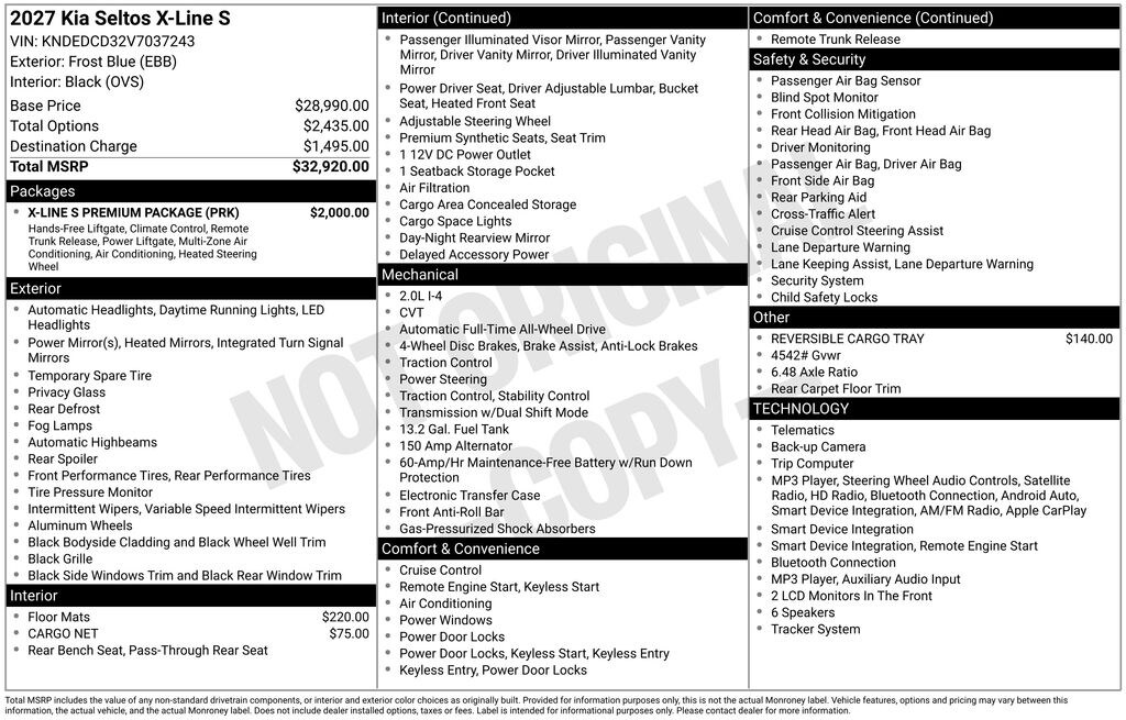 New 2027 Kia Seltos X-Line S SUV