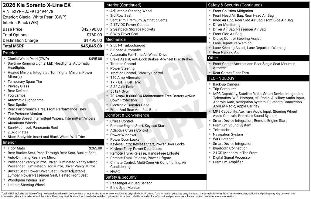 New 2026 Kia Sorento X-Line EX SUV