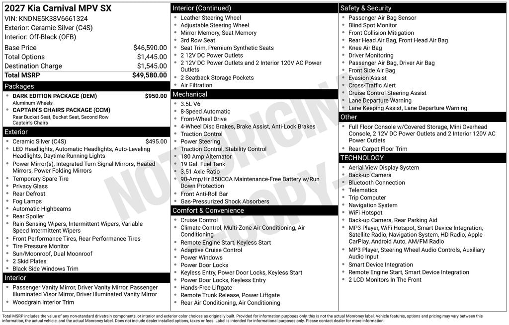New 2027 Kia Carnival SX Minivan/Van