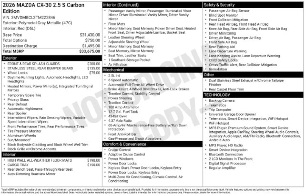 New 2026 Mazda CX-30 2.5 S Carbon Edition SUV