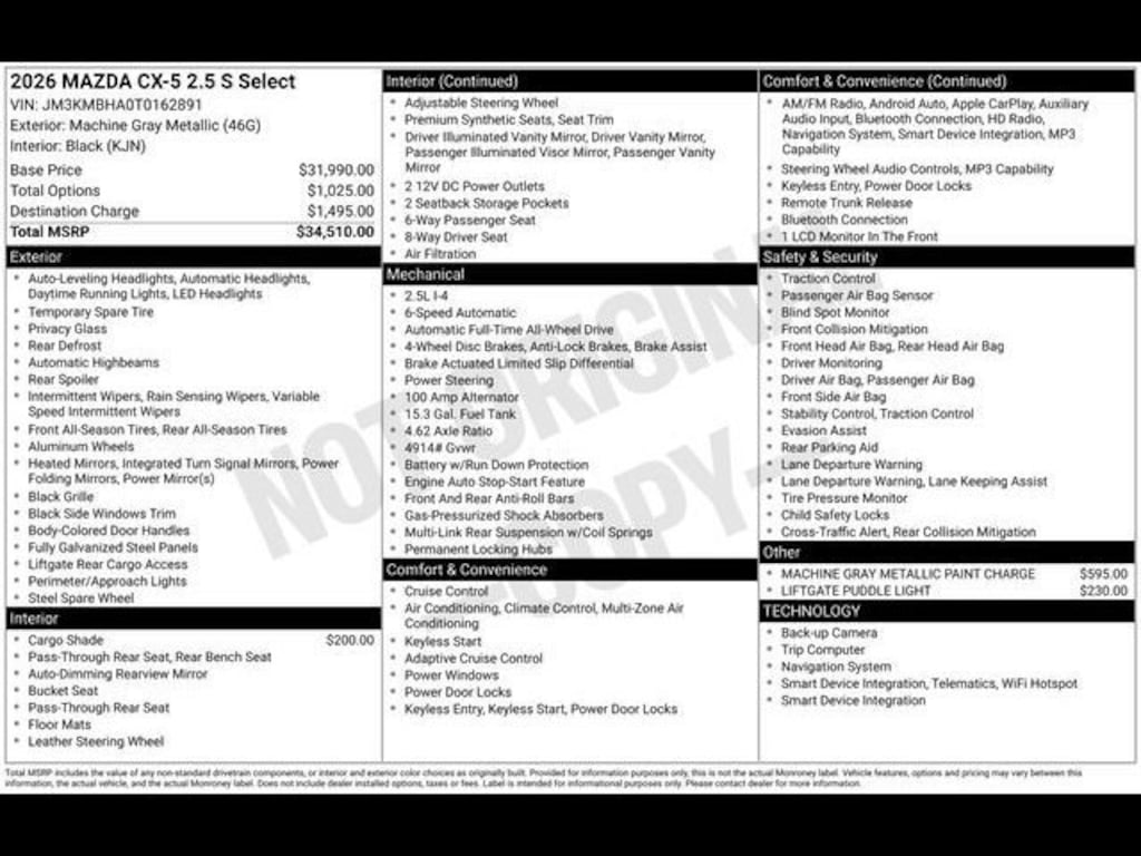 New 2026 Mazda CX-5 2.5 S Select SUV