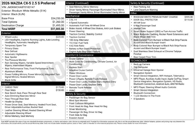New 2026 Mazda CX-5 2.5 S Preferred SUV