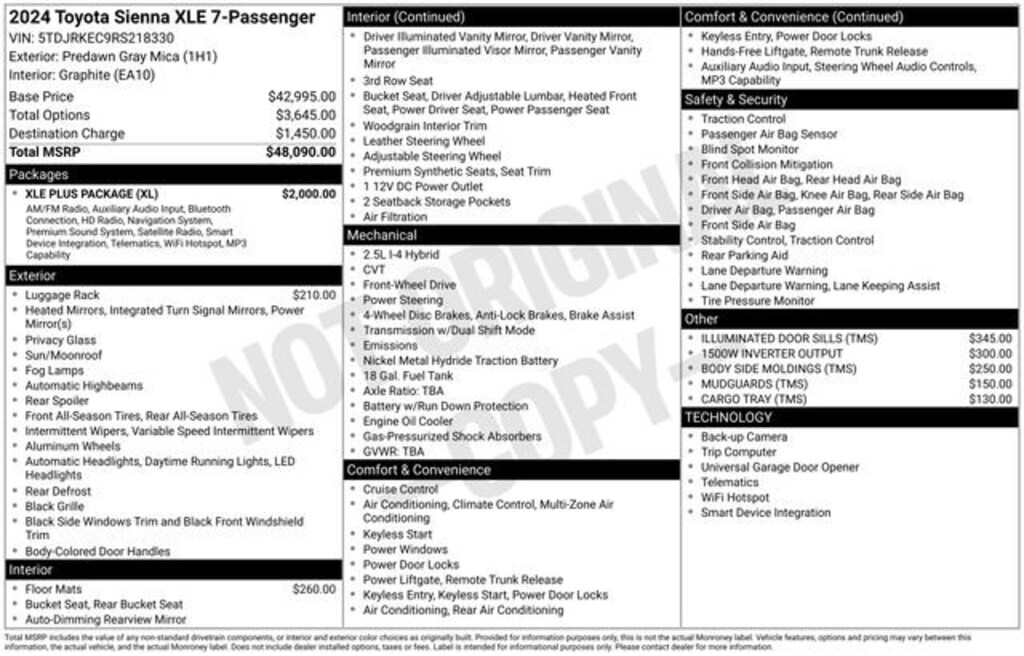 Used 2024 Toyota Sienna XLE Van Passenger Van