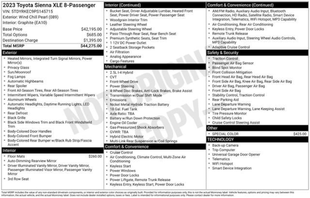 Certified 2023 Toyota Sienna XLE Van Passenger Van