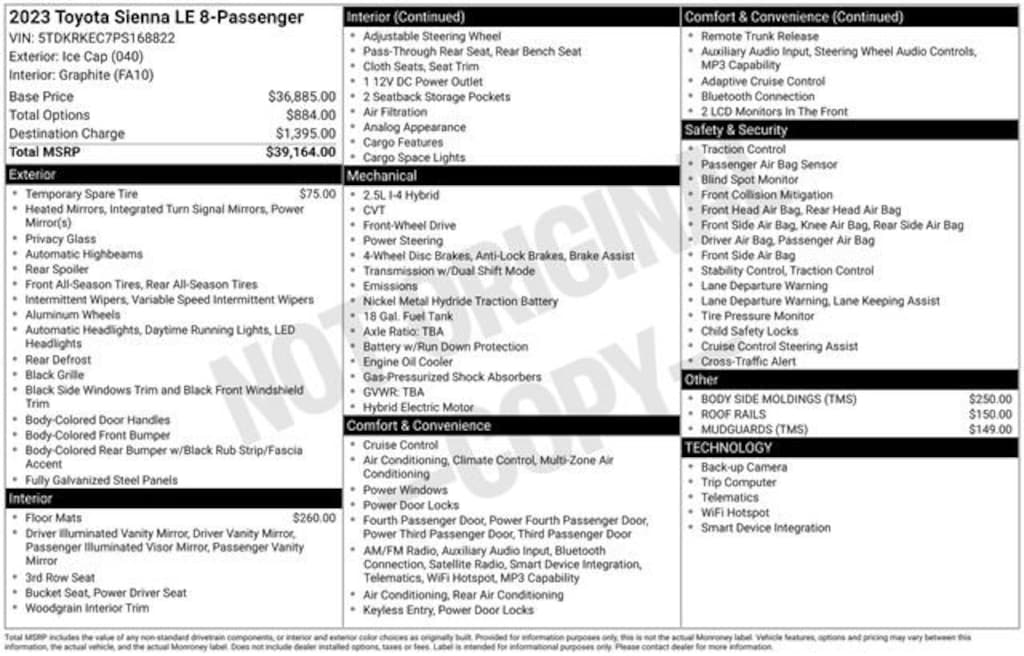 Used 2023 Toyota Sienna LE Van Passenger Van