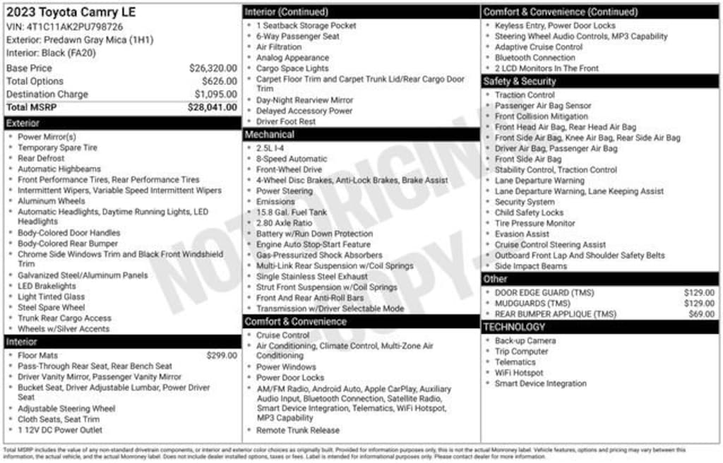 Used 2023 Toyota Camry LE Sedan