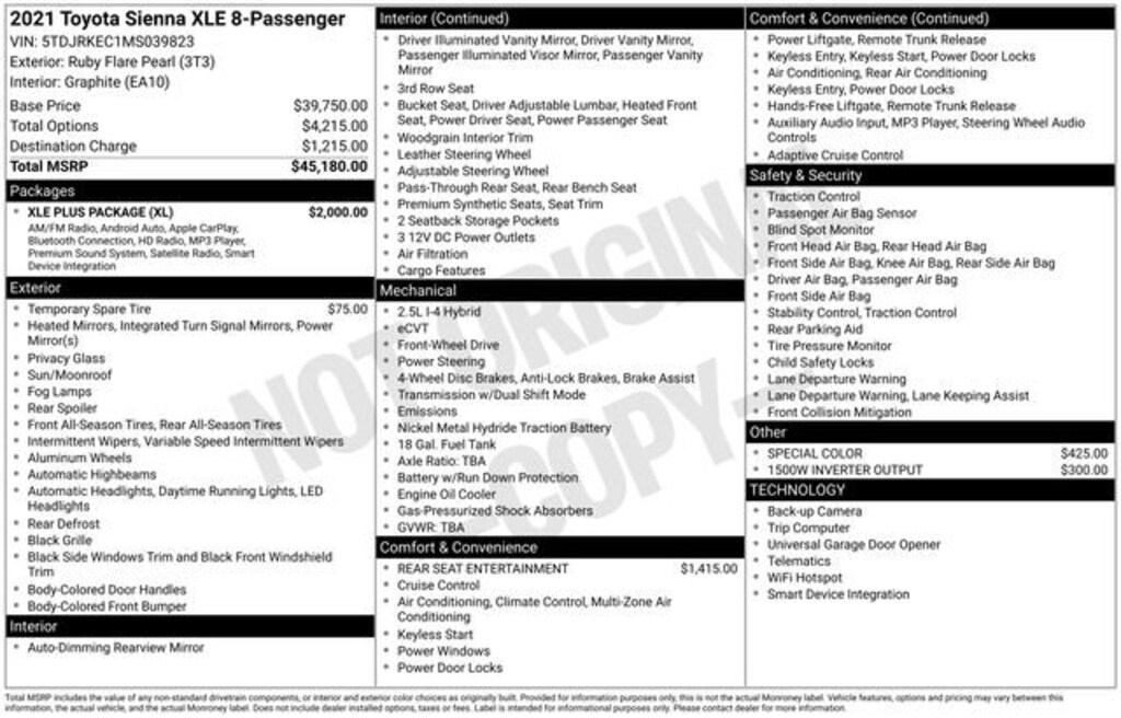 Used 2021 Toyota Sienna XLE Van