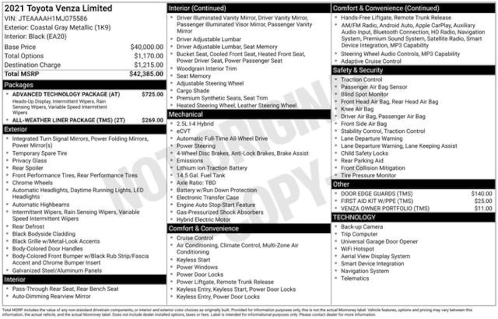 Used 2021 Toyota Venza Limited SUV