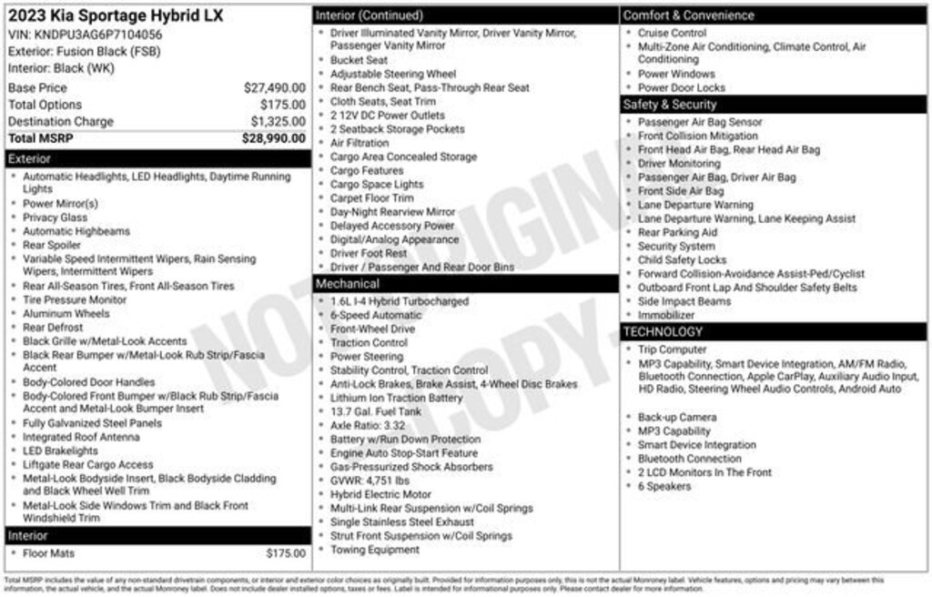 Used 2023 Kia Sportage Hybrid LX SUV