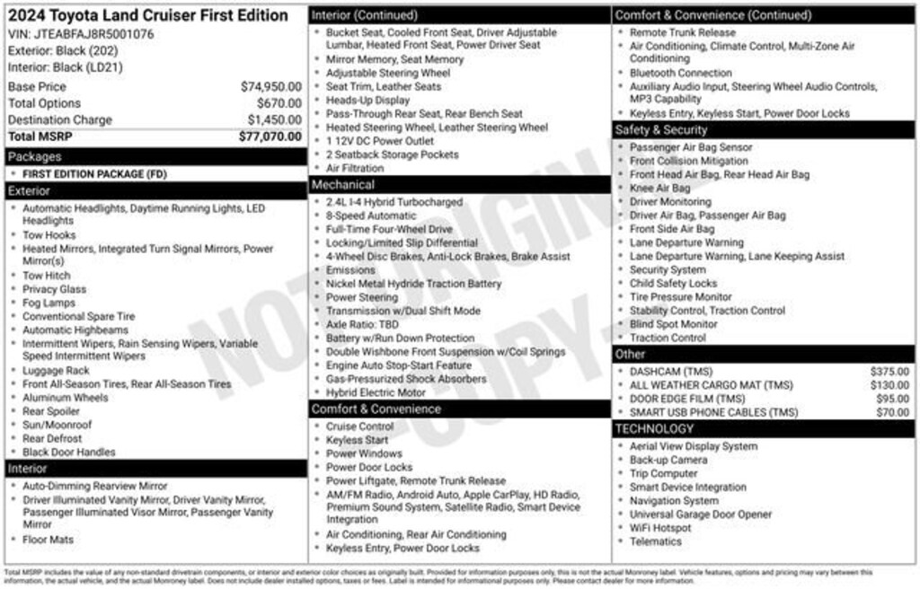 Used 2024 Toyota Land Cruiser First Edition SUV