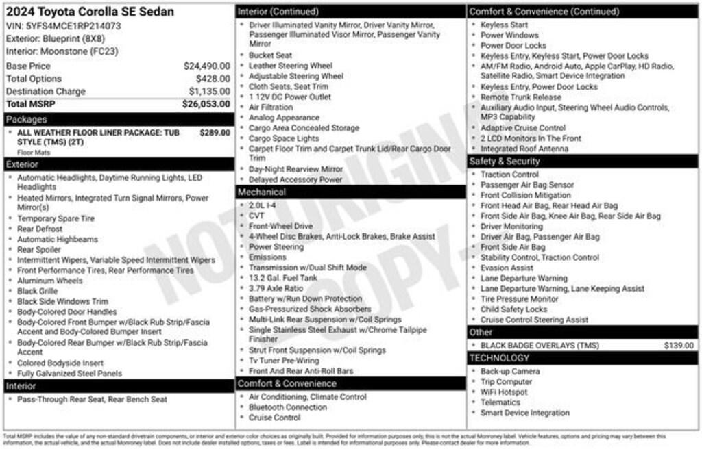 Used 2024 Toyota Corolla SE Sedan