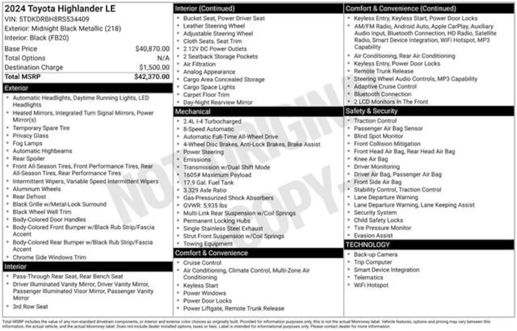 Used 2024 Toyota Highlander LE SUV