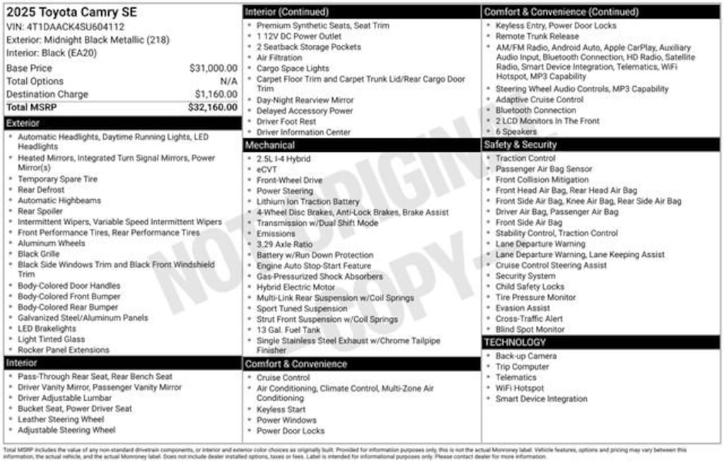 Used 2025 Toyota Camry SE Sedan